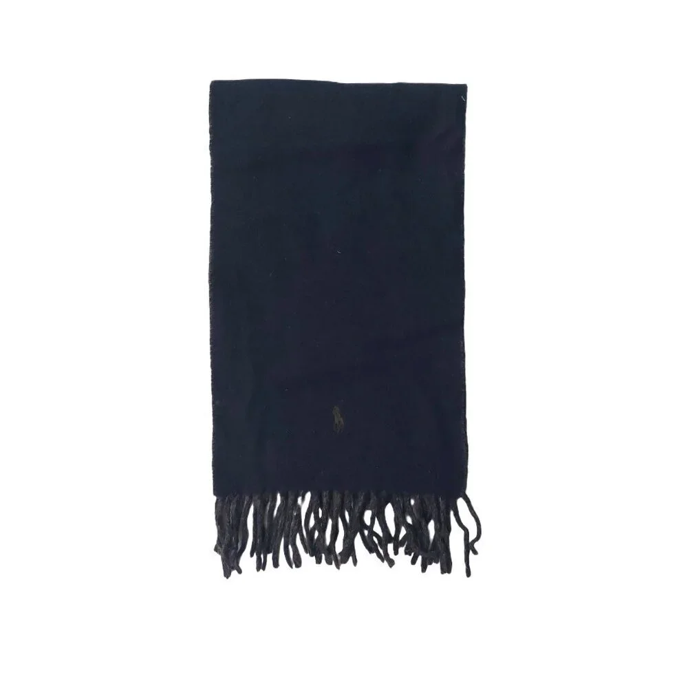 POLO Ralph Lauren 80s Vintage Blue & Gray Scarf Embroidered Polo Logo Scarves